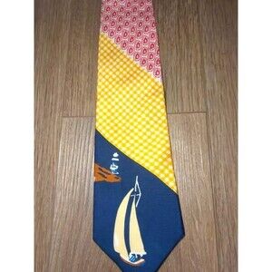 Nautica Silk Tie, Sailboat Design, Vintage Inspired, 4"x59"